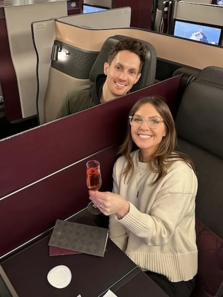 Thrifty Traveler reader on a premium flight