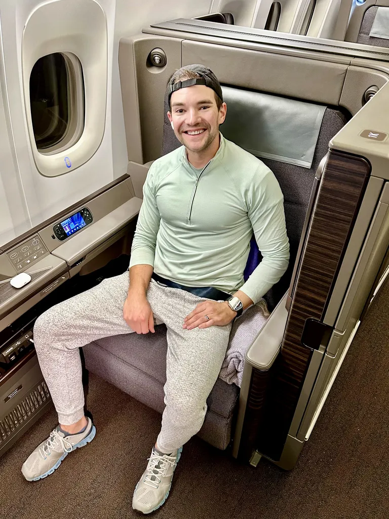 Jared on a premium flight