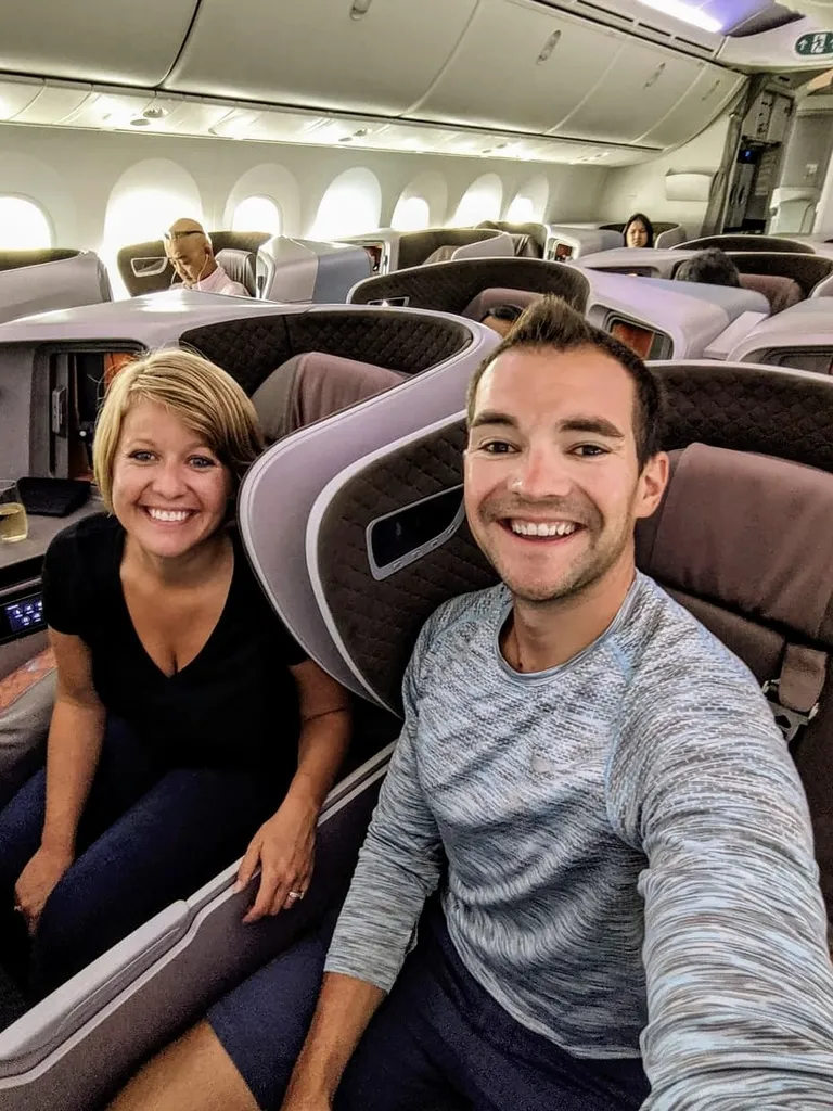 Jared and Erica on a premium flight