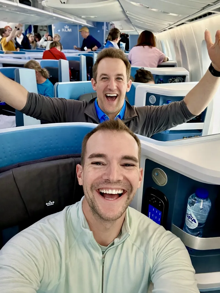 Jared on a premium flight