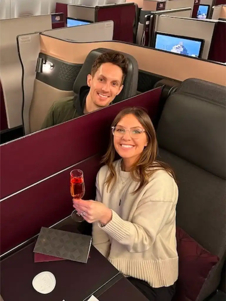 Katie and Matthew in premium seats