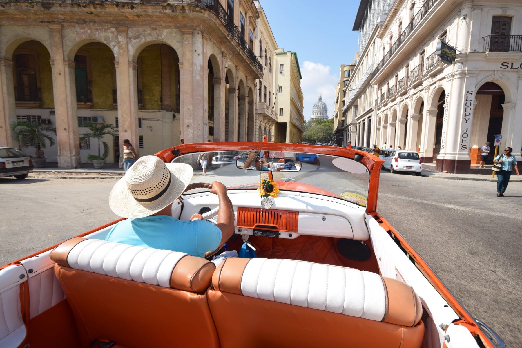 a car driving in Cuba