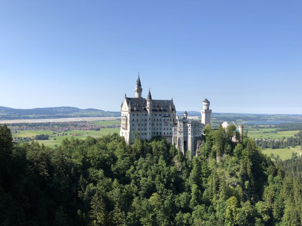 Neuschwanstein Castle view from Marienbrucke bridge