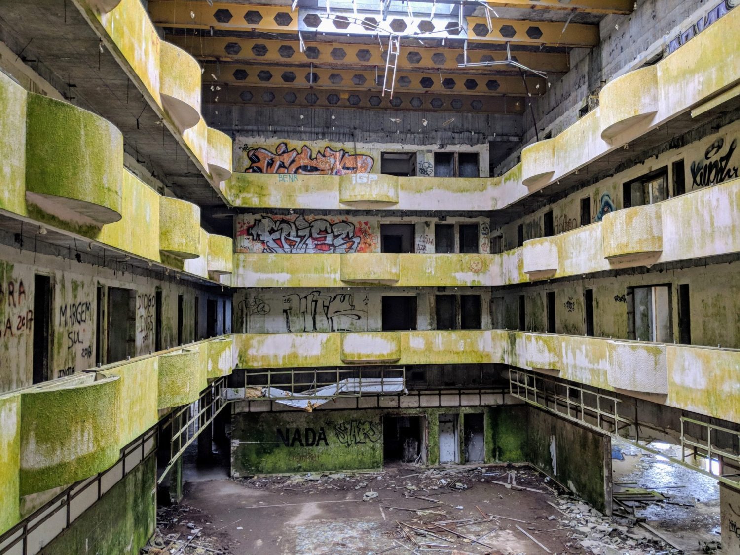 inside the abandoned hotel