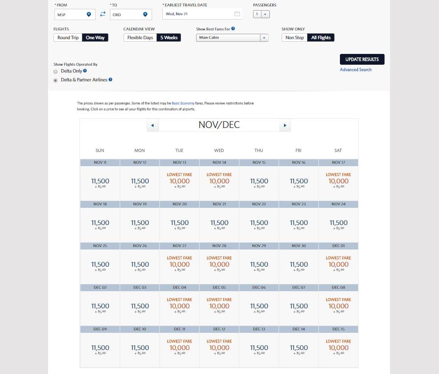Delta SkyMiles Pricing