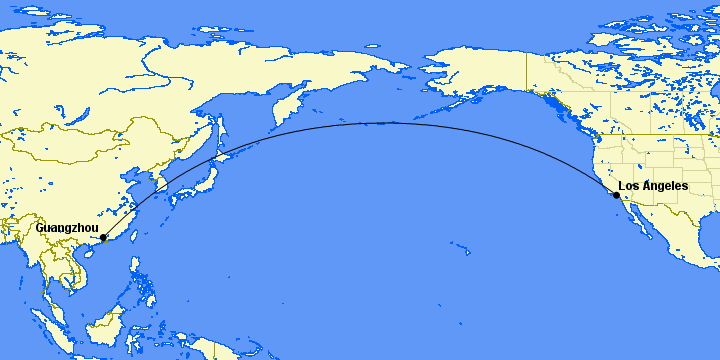 Flight Review: China Southern Premium Economy, Los Angeles to Guangzhou 2 A close up of a map