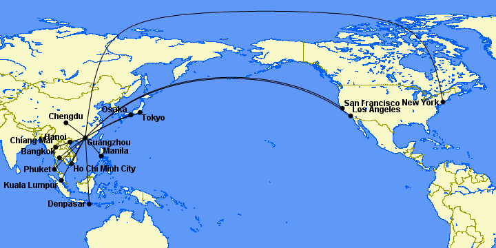 Flight Review: China Southern Premium Economy, Los Angeles to Guangzhou 1 Map