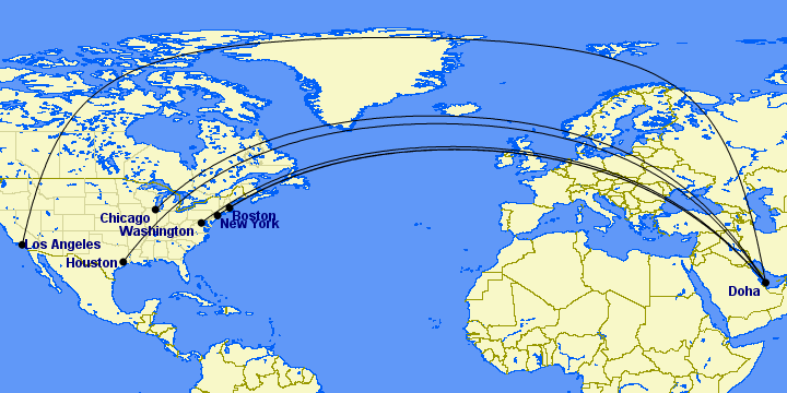 Boston will Get Qatar's Unbeatable Qsuites Business Class this Spring 4 Map