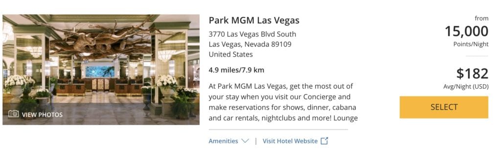 Park MGM points price
