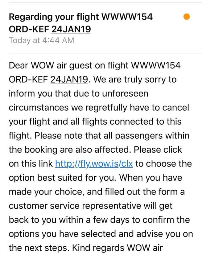 Wow air Cancels Flights