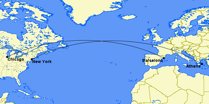 Norwegian Will Fly Chicago to Barcelona, New York to Athens 1 Map
