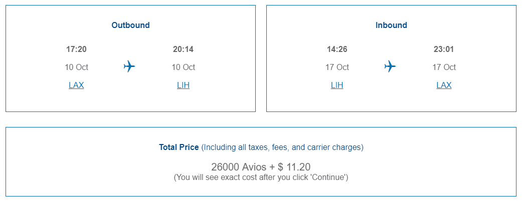 British Airways Award Chart