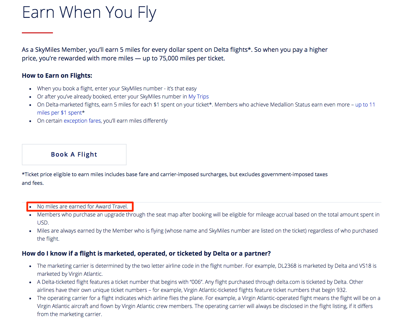 frequent flyer miles delta award