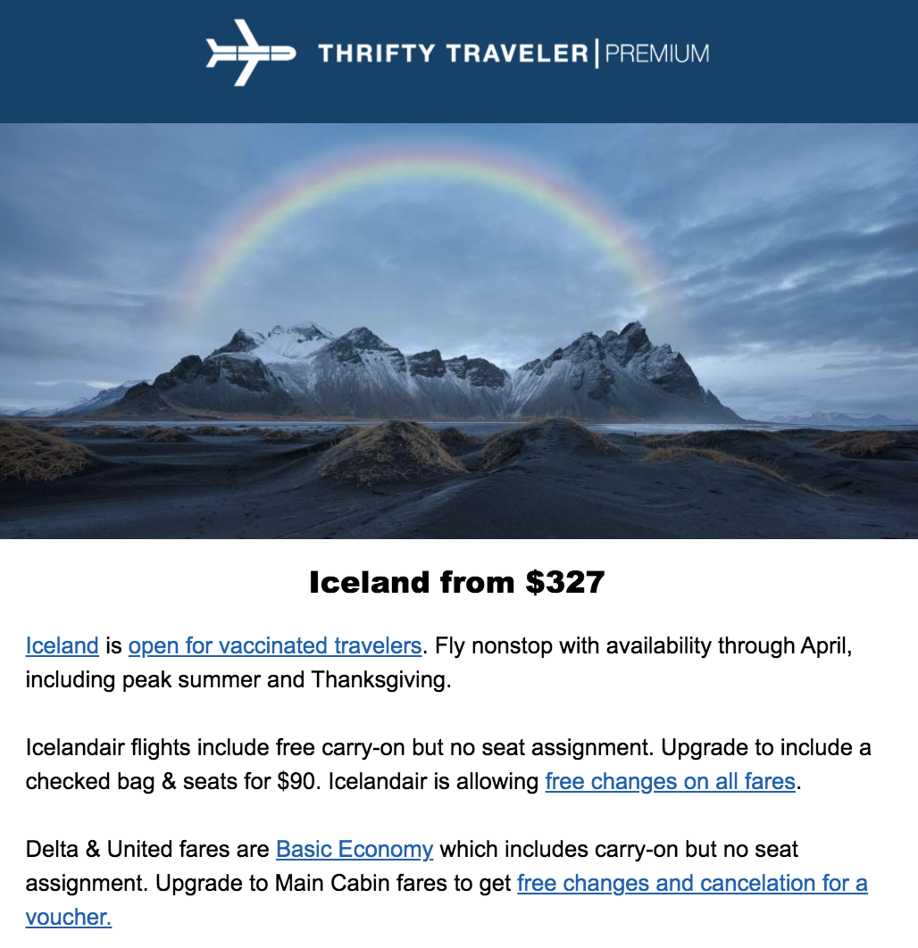 thrifty traveler premium Iceland deal
