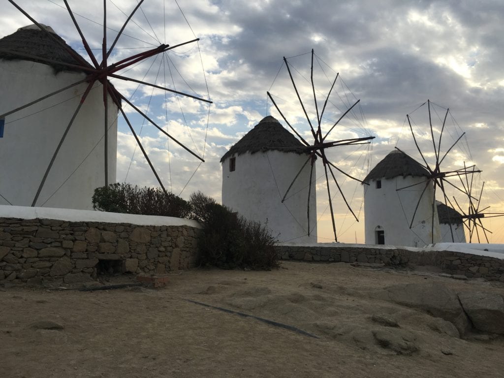 greece islands mykonos windmills
