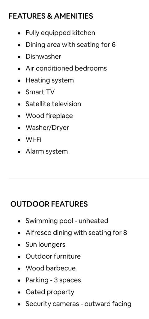 airbnb luxe amenities