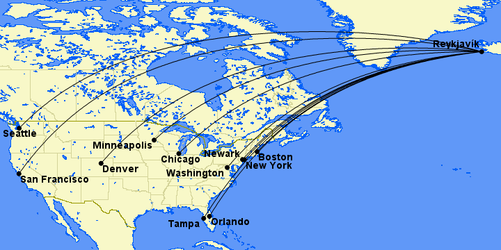 Icelandair Review: What it's Like to Fly Icelandair Economy 1 icelandair review route map