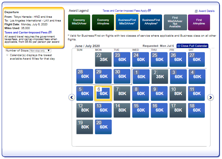 american airlines award pricing