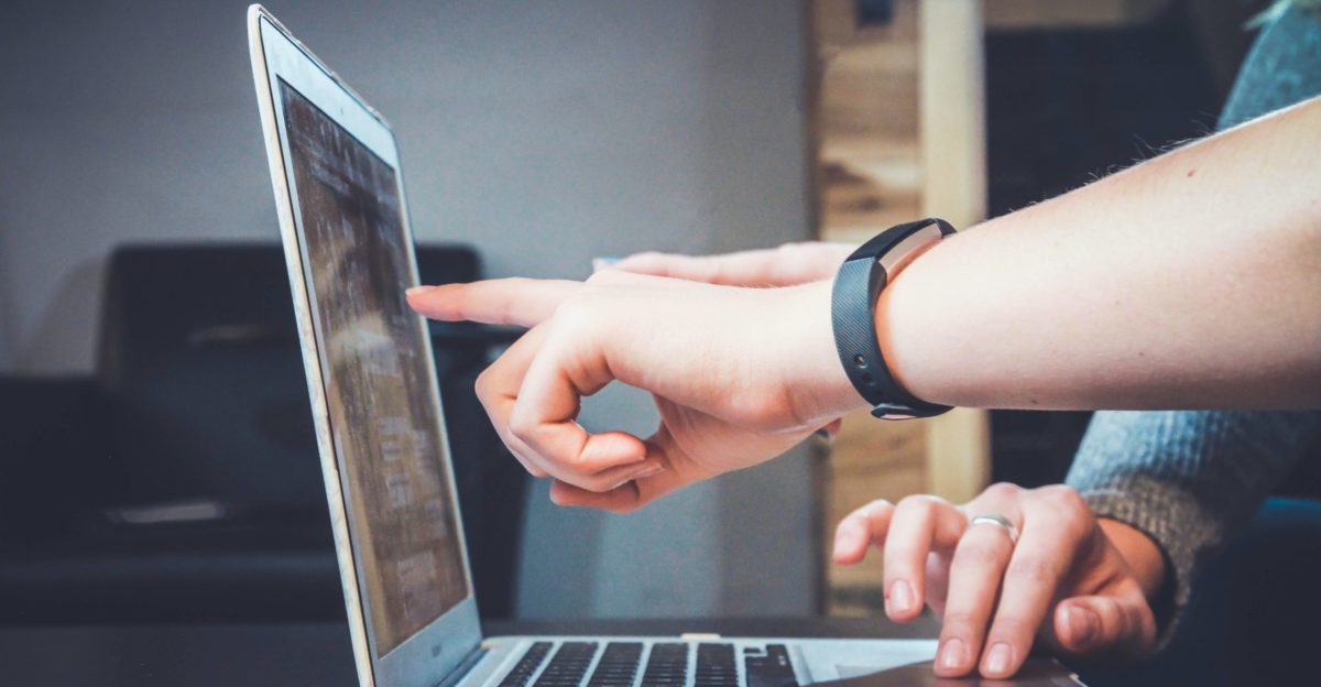 A person using a laptop computer