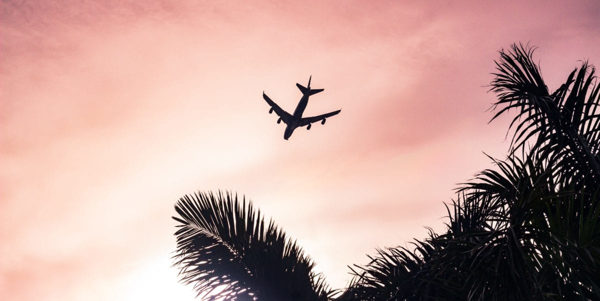 A plane flying in the air