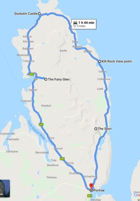 48 Hours on the Magical Isle of Skye, Scotland 2 Trotternish Loop Map