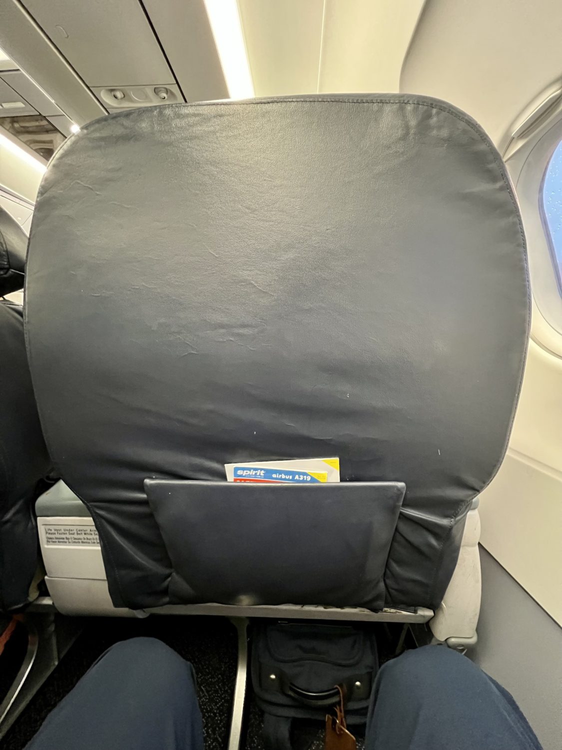 back of an airplane seat
