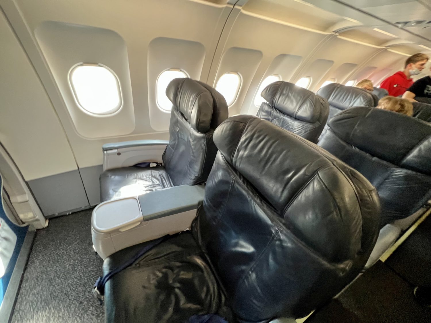 wide leather airplane seats
