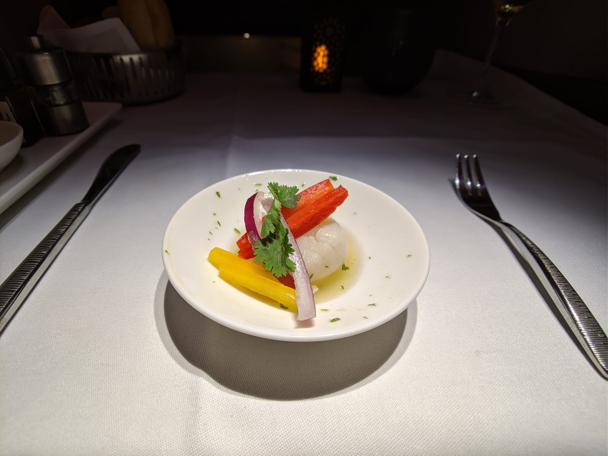 qatar airways qsuite scallop ceviche