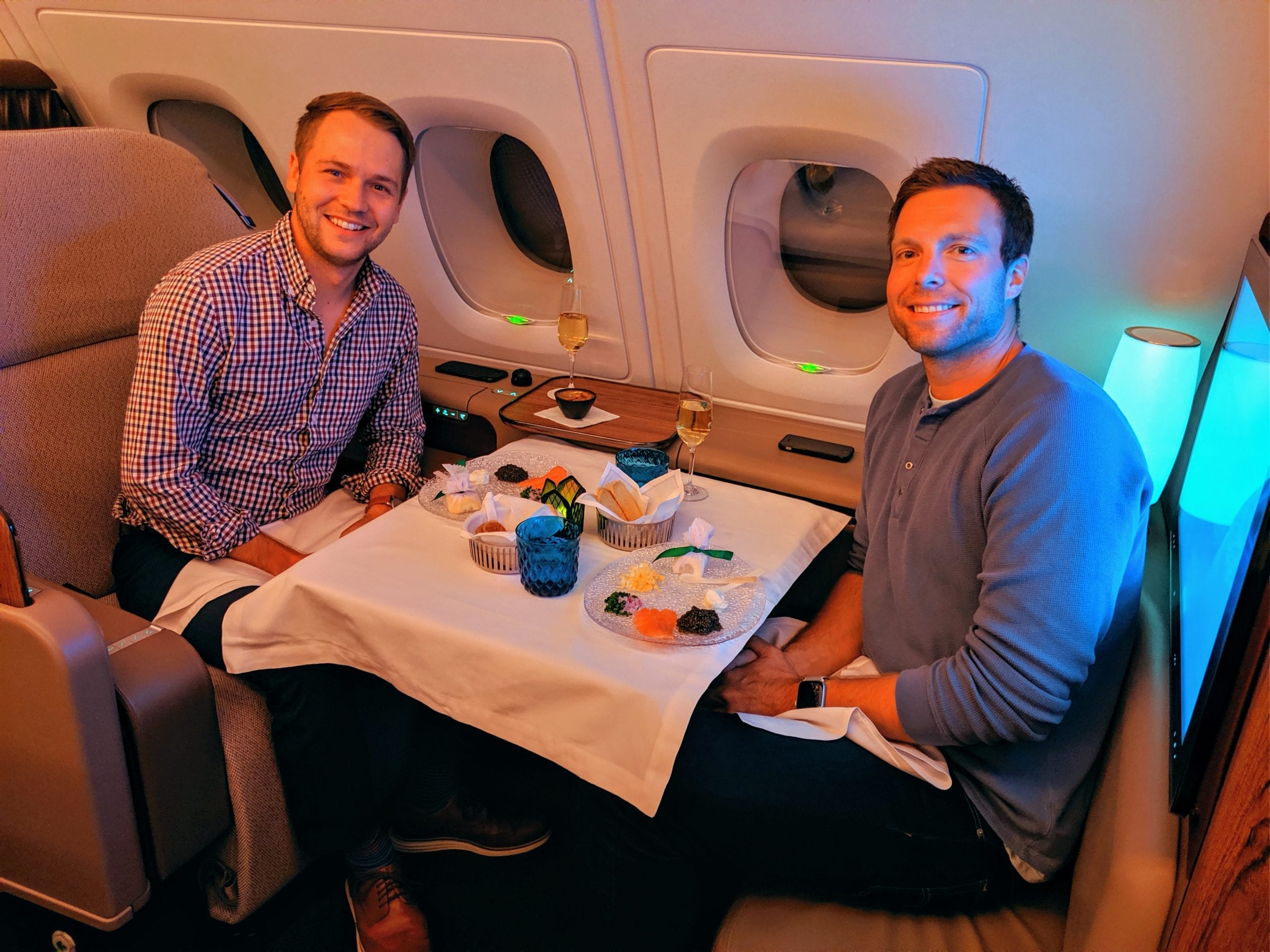 qatar airways first class caviar