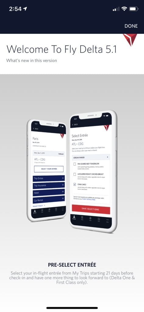 Delta Adds First Class Meal Selection to Mobile App 1 delta app meal selection