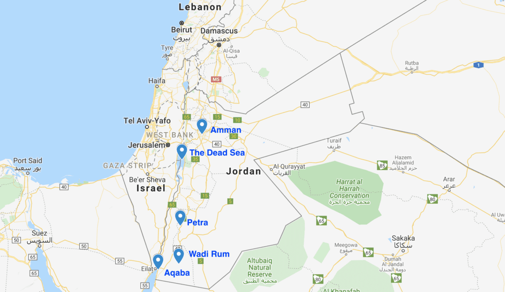 travel Jordan map
