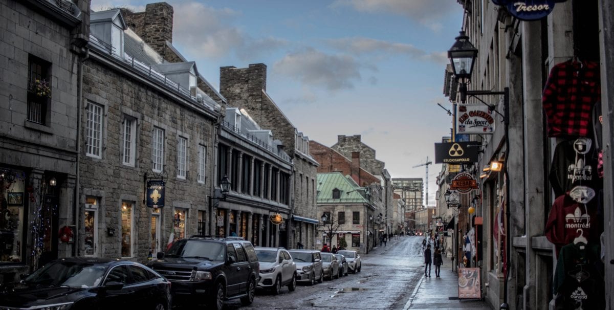 A close up of a busy city street
