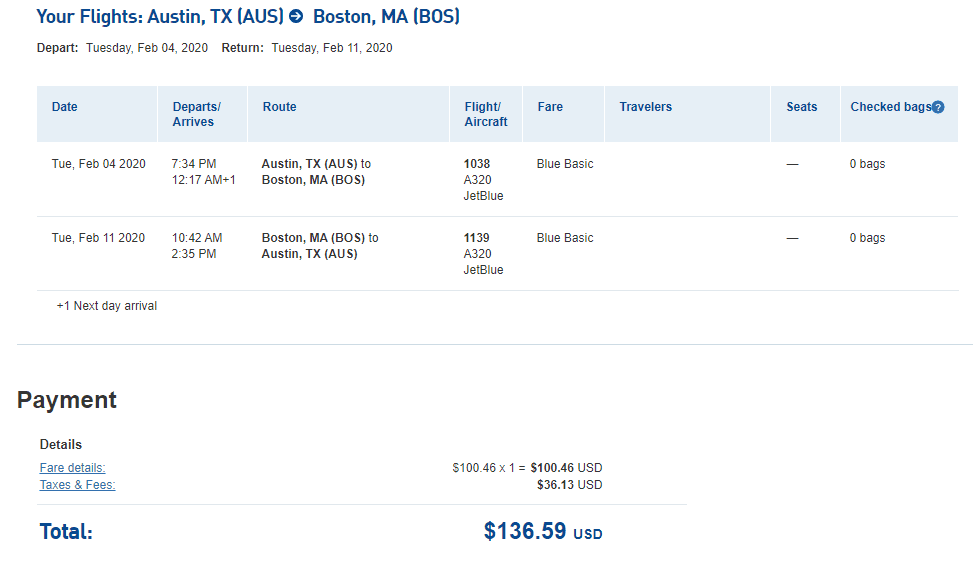 basic economy aus bos