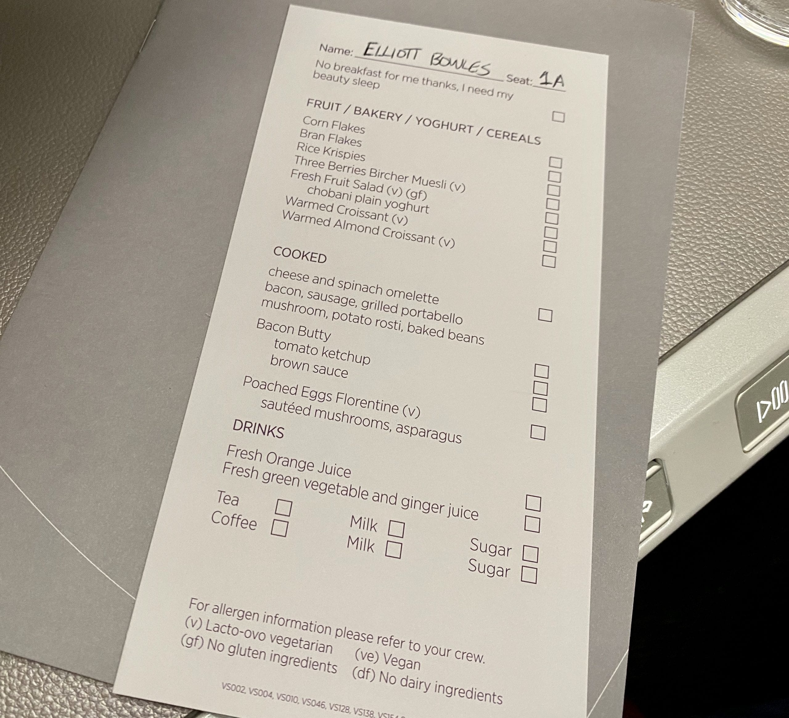virgin atlantic upper class menu