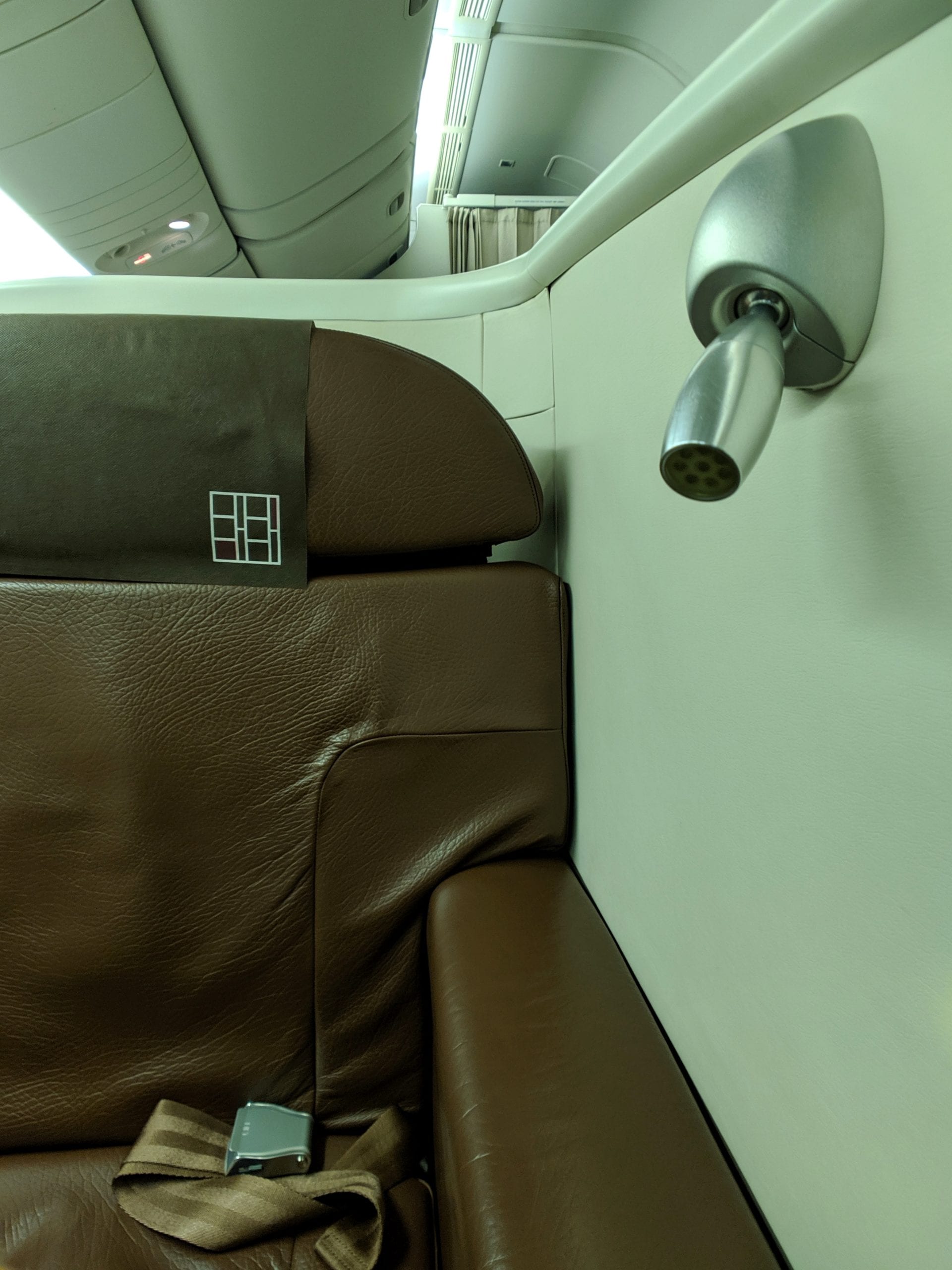 japan airlines first class seat headrest