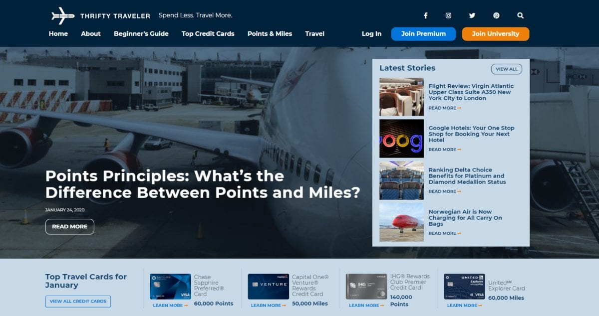 thrifty travler home page