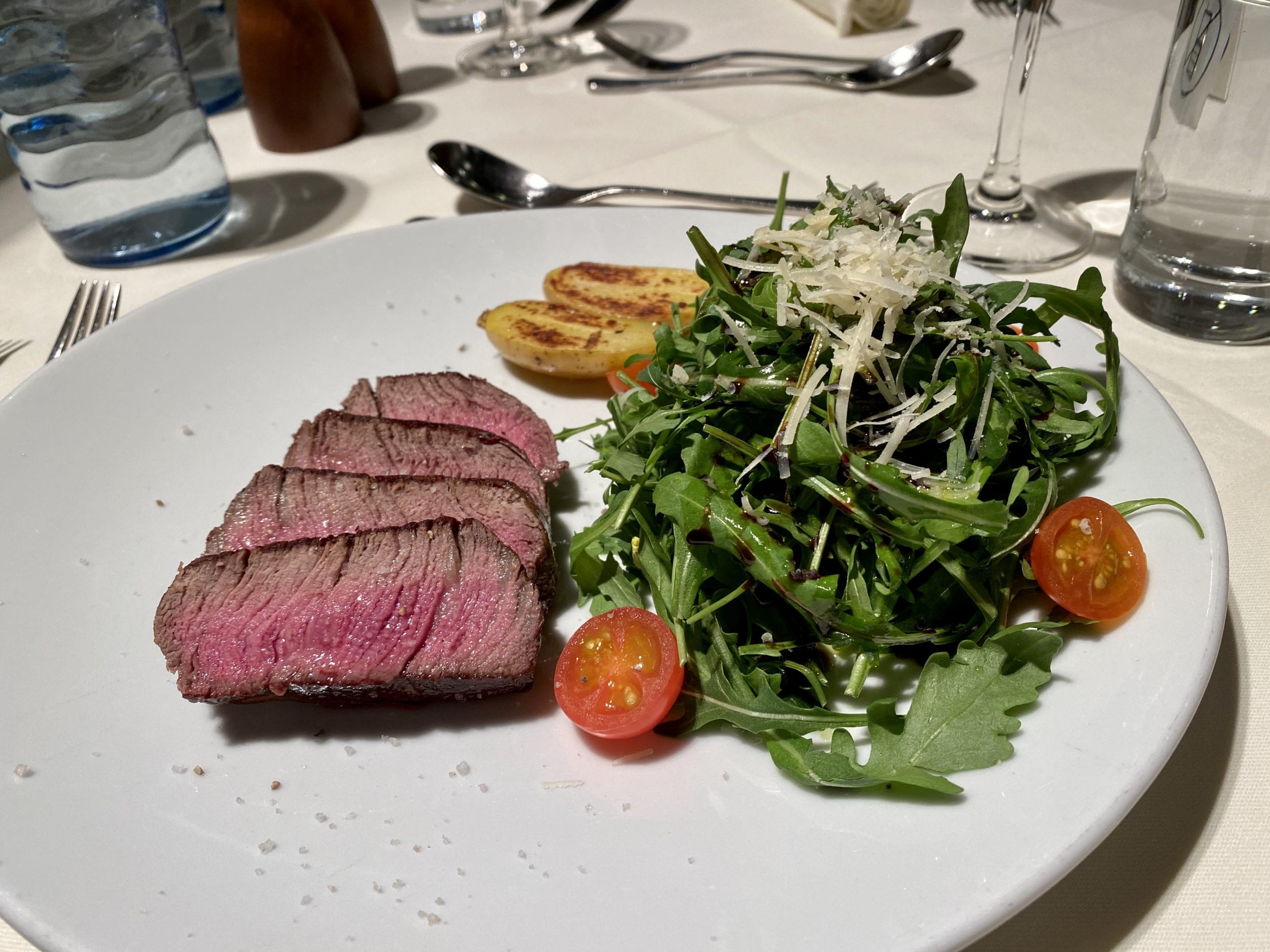 Lufthansa first class terminal steak