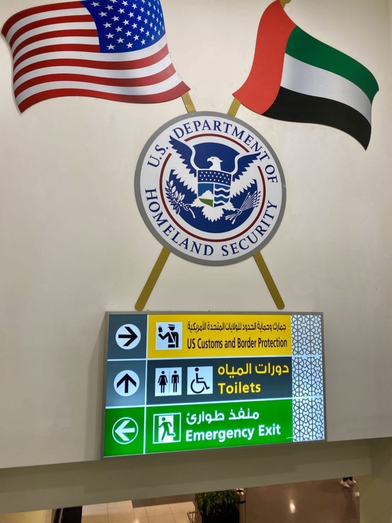 abu dhabi U.S. pre-clearance signage