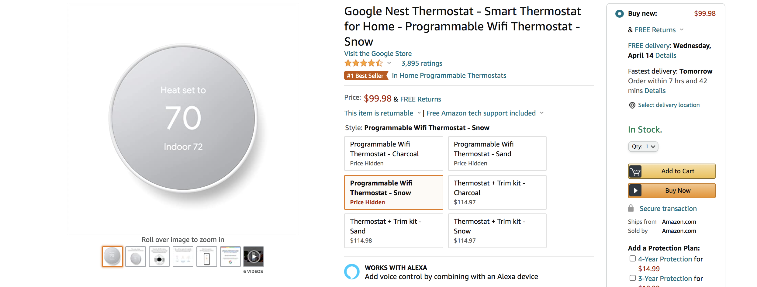 Google nest thermostat Amazon