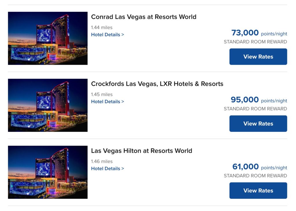 Hilton las vegas points prices
