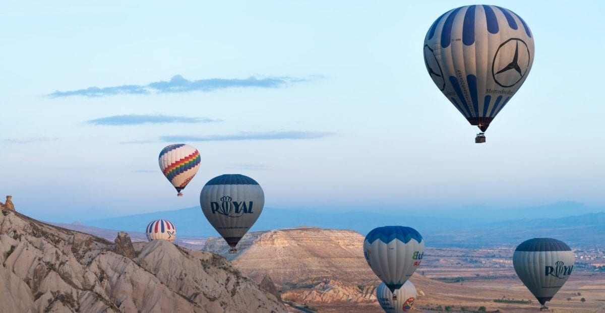 large balloons in the sky