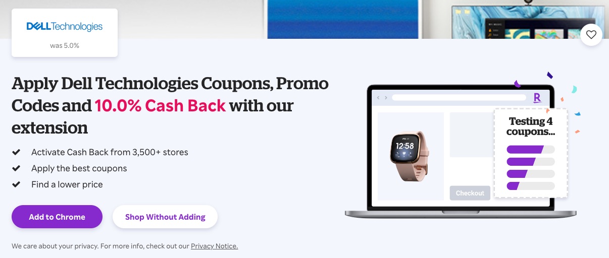 10% back on Dell purchases at Rakuten