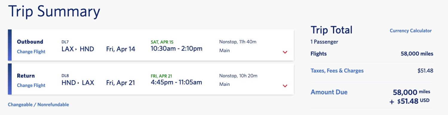 lax to tokyo skymiles deal