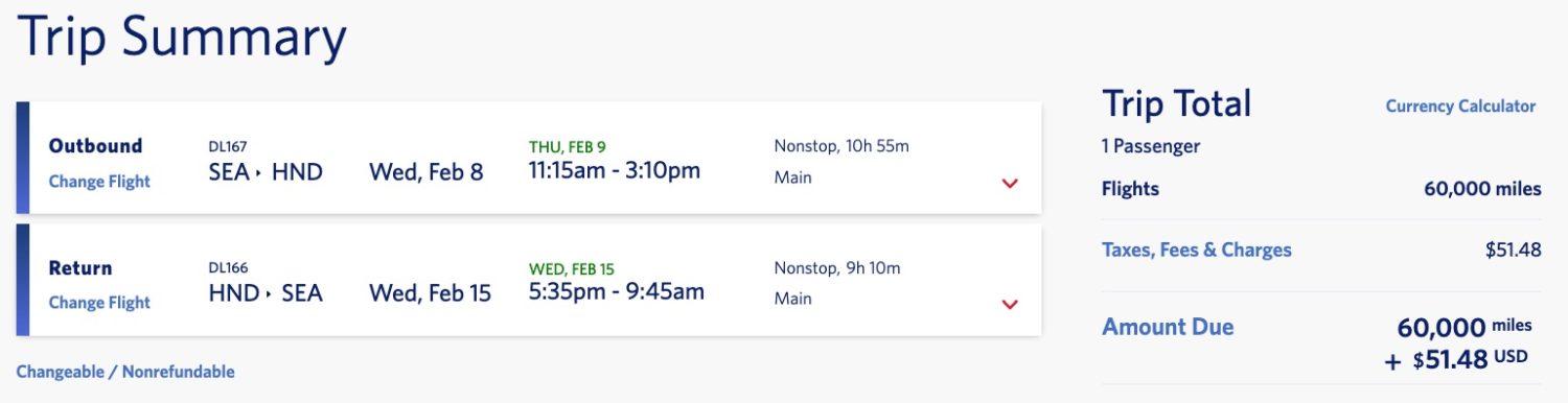 seattle to tokyo skymiles sale