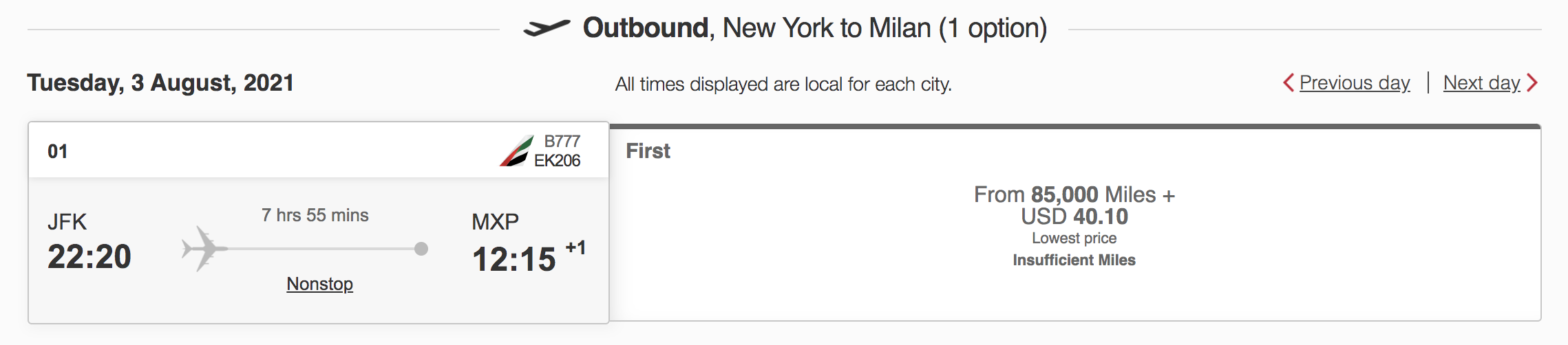 emirates first class