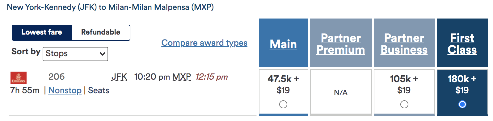 alaska award pricing