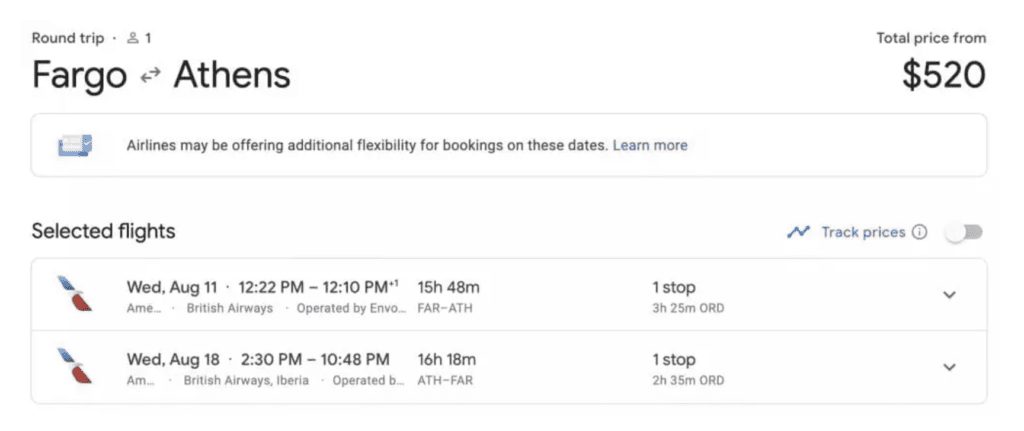 google flights pricing