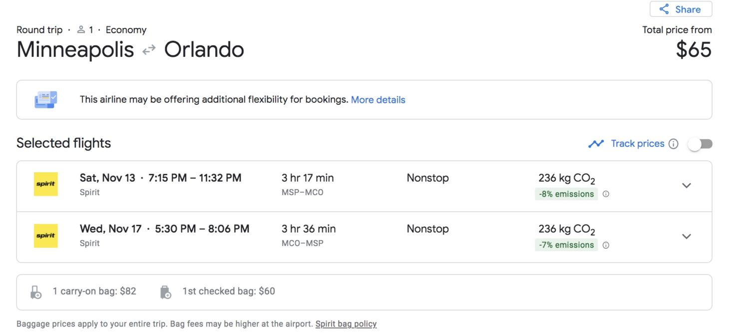 google flights example