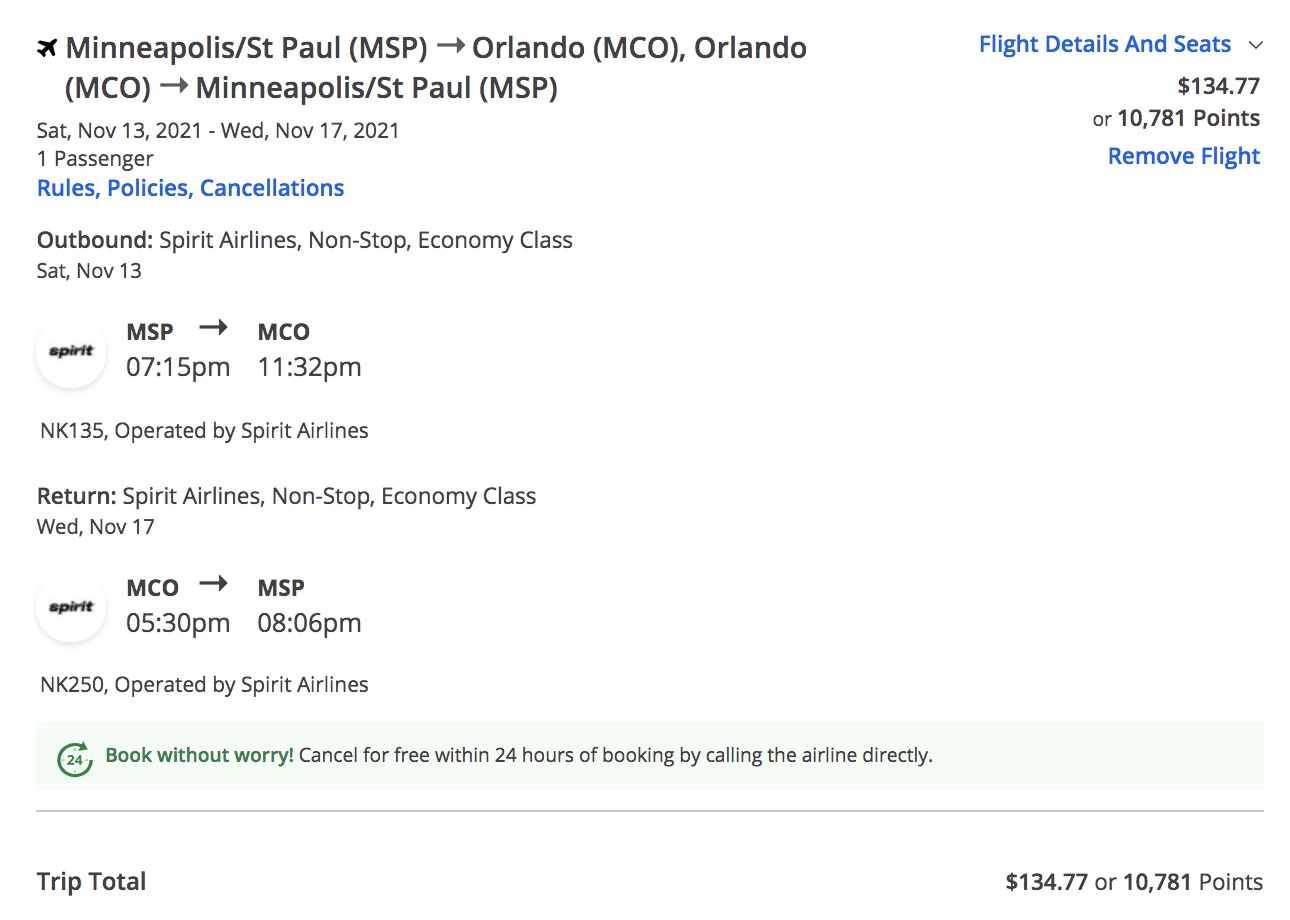 chase new travel portal spirit