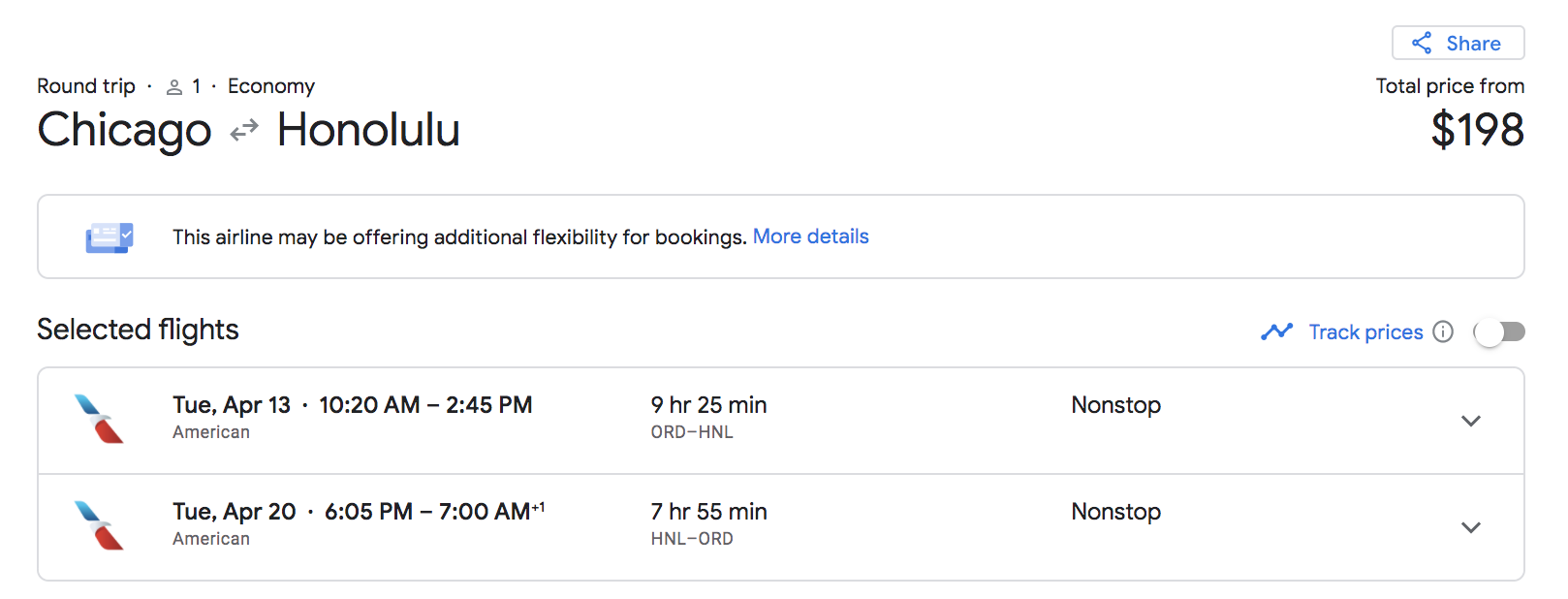 google flights pricing